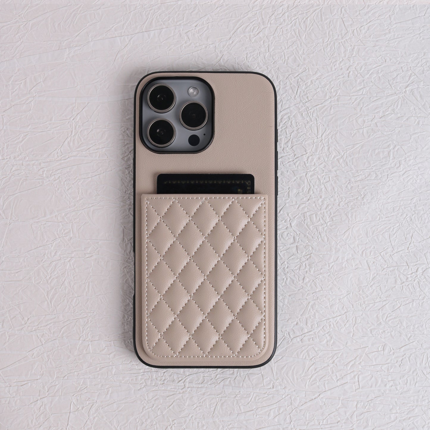 Minimalist Quilted-Style Lambskin-Texture iPhone Case