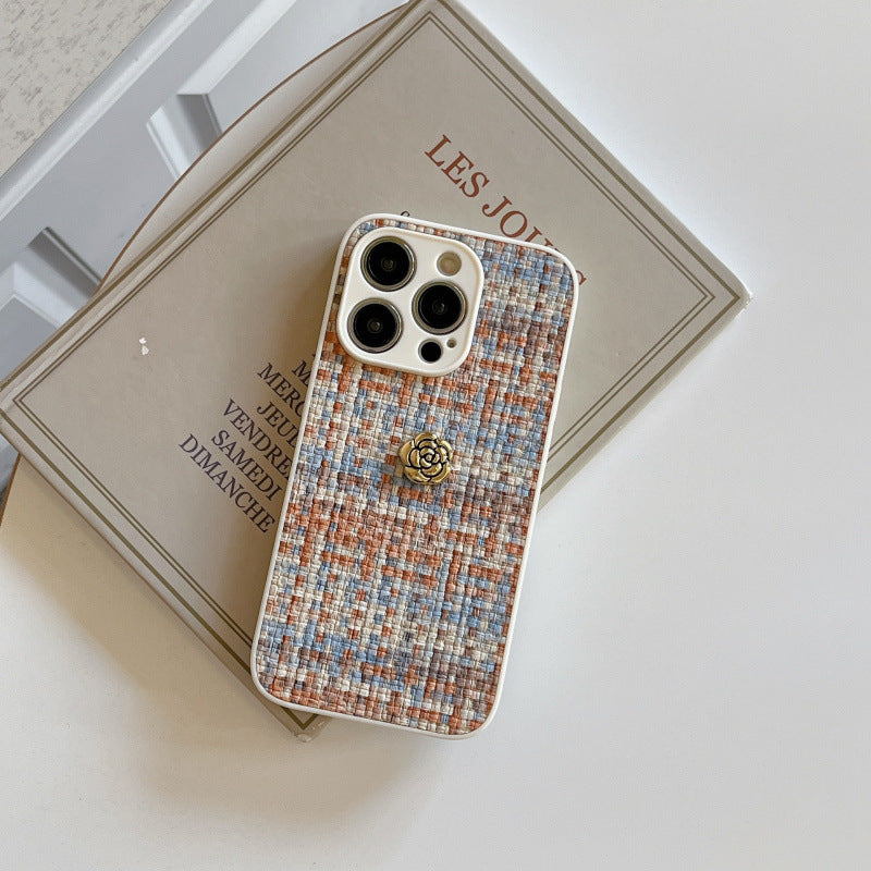3D Camellia Woven Pattern Apple Phone Case
