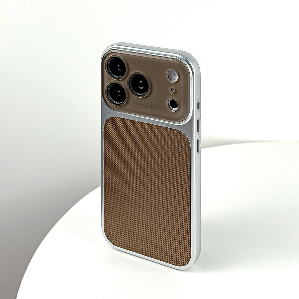Waffle-pattern full-coverage iPhone case with large camera window cutout
