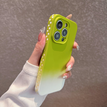 Skin-textured square gradient color Apple phone case