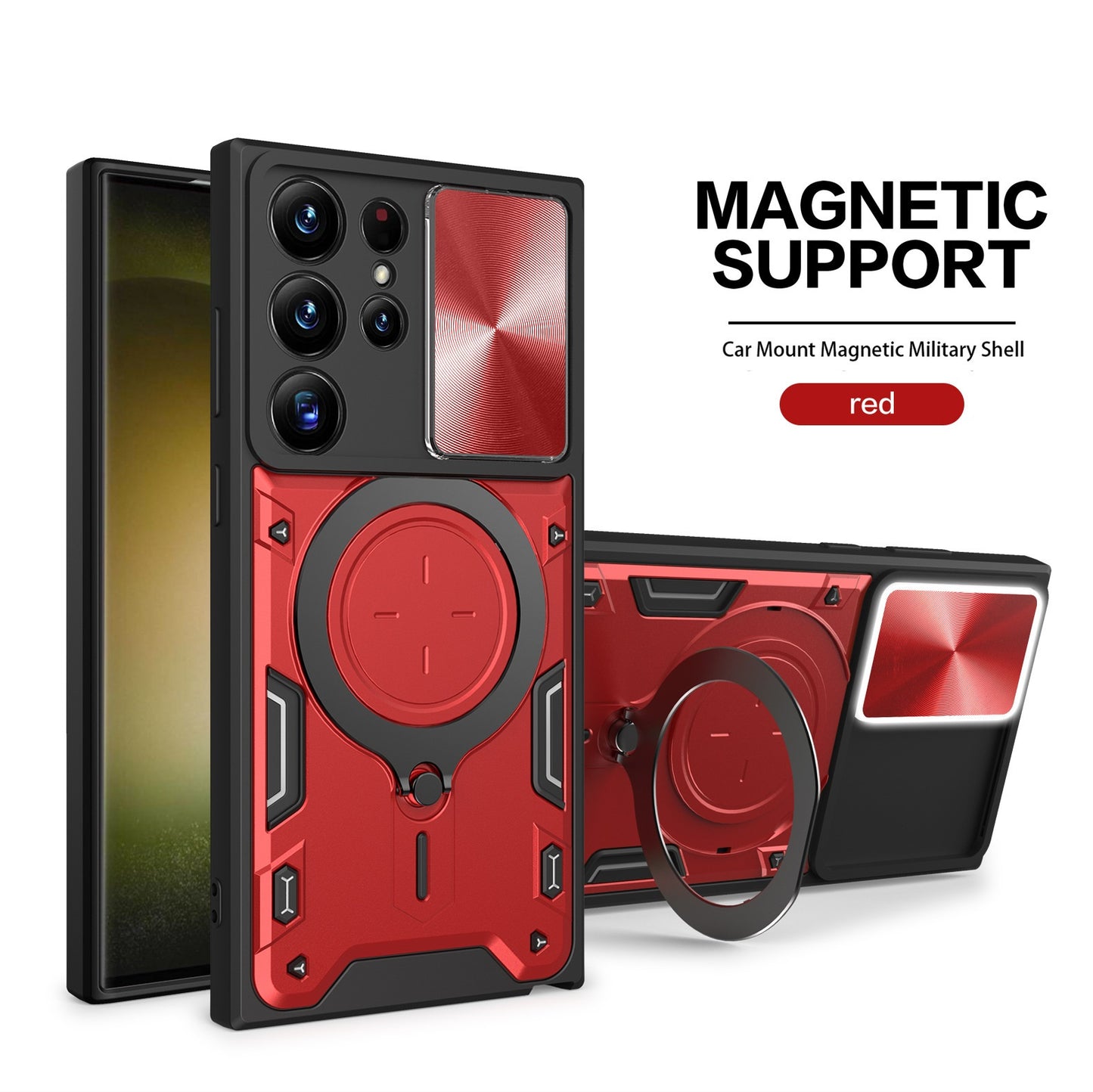 Sliding window anti-drop magnetic holder Samsung phone case