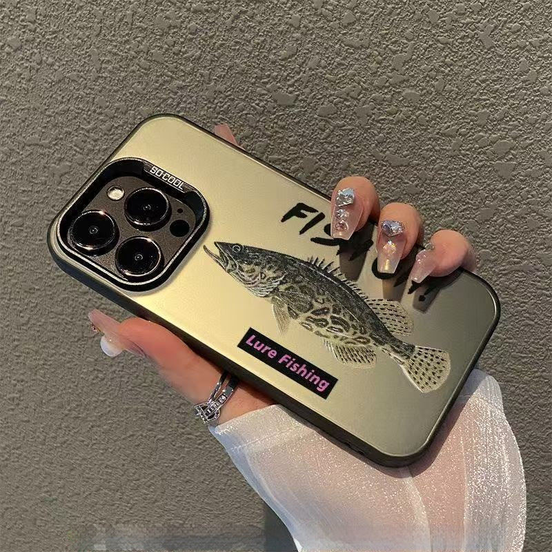 Lure Fishing Themed Silver Apple iPhone Hard Case