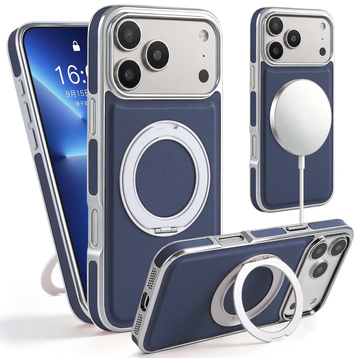 High-end magnetic leather stand Apple phone case
