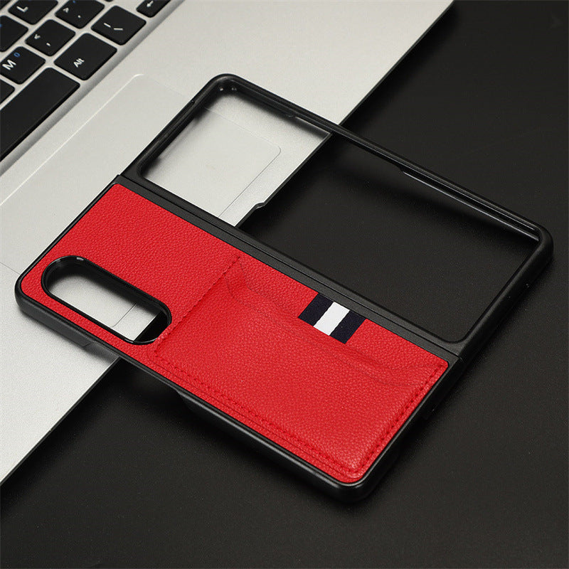 Litchi pattern card slot sticker Samsung Z Fold mobile phone case
