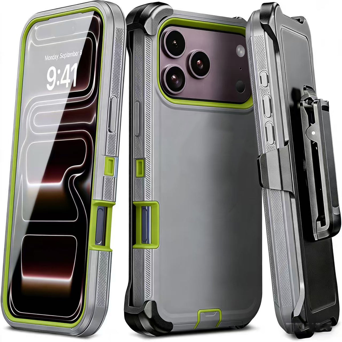 Solid-color rugged protective case with belt clip for iPhone