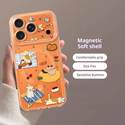 Graffiti Kitten Transparent Magnetic Apple Phone Case