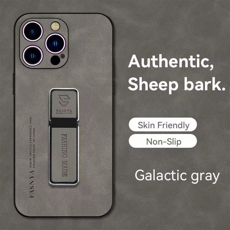 Lambskin magnetic stand Apple phone case