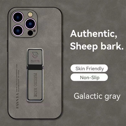 Lambskin magnetic stand Apple phone case