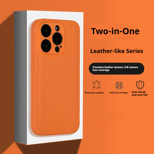 Niche two-in-one litchi pattern Apple mobile phone case