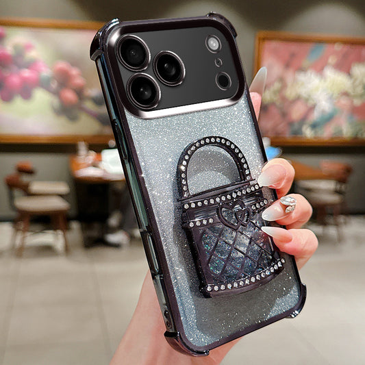 Quicksand Mirror Stand Glitter Bag Apple Phone Case