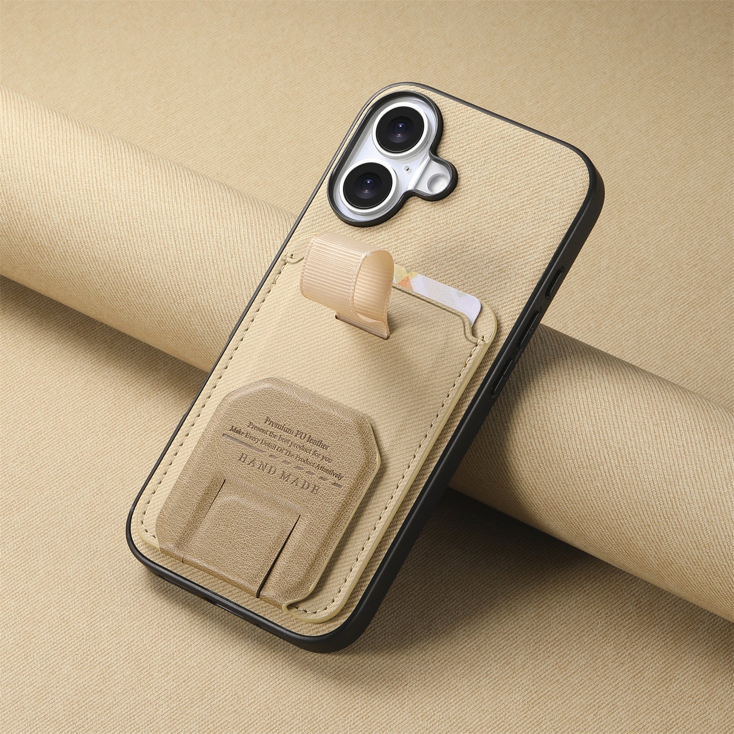 Minimalist solid-color shockproof iPhone case with kickstand