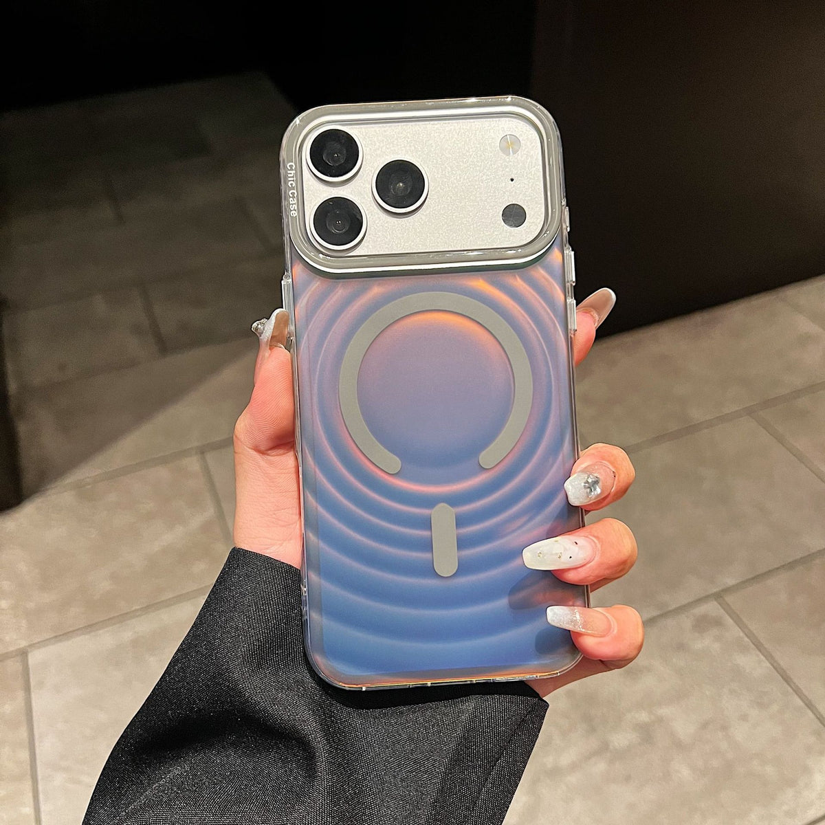 Magnetic Color-Changing iPhone Case with Wave Pattern