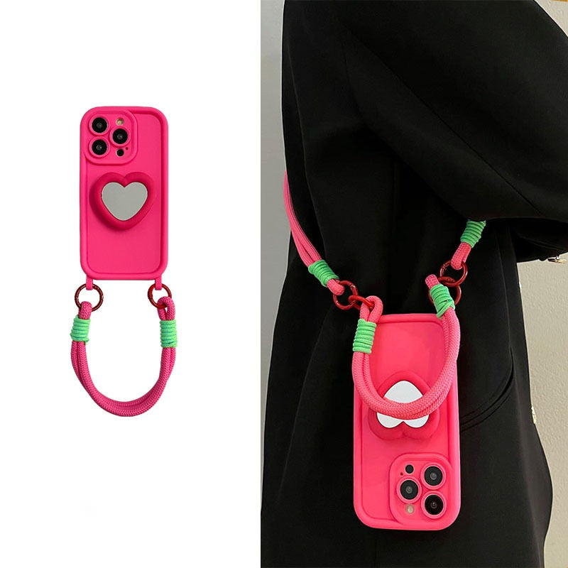 Heart-Mirror Stand Apple Phone Case
