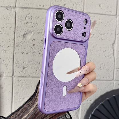 Lychee-textured mirror magnetic Apple phone case