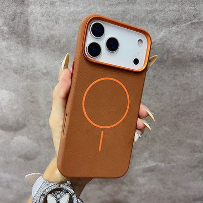 Elephant leather texture anti-drop magnetic Apple phone case