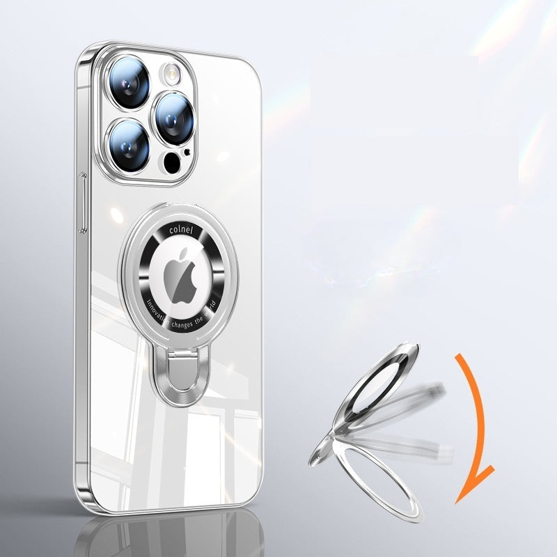 U shield electroplating PC magnetic bracket Apple mobile phone case