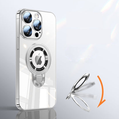 U shield electroplating PC magnetic bracket Apple mobile phone case