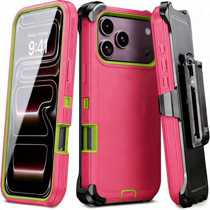 Solid-color rugged protective case with belt clip for iPhone