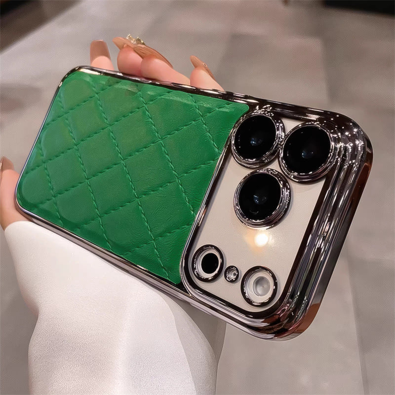 Electroplated leather Chanel-style iPhone case