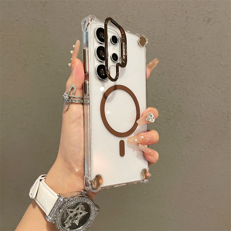 Hardware-invisible lens holder magnetic Samsung phone case
