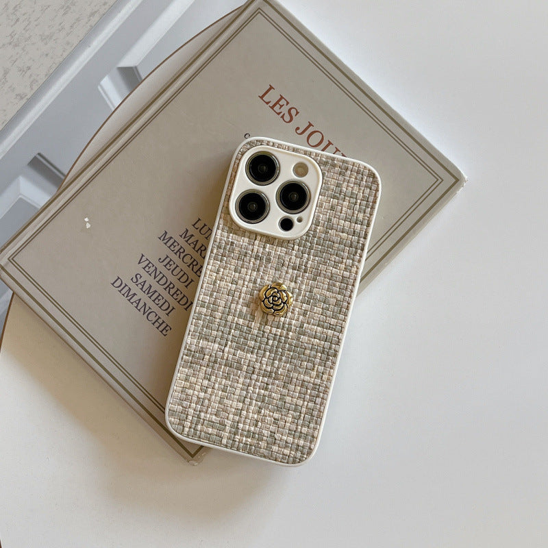 3D Camellia Woven Pattern Apple Phone Case