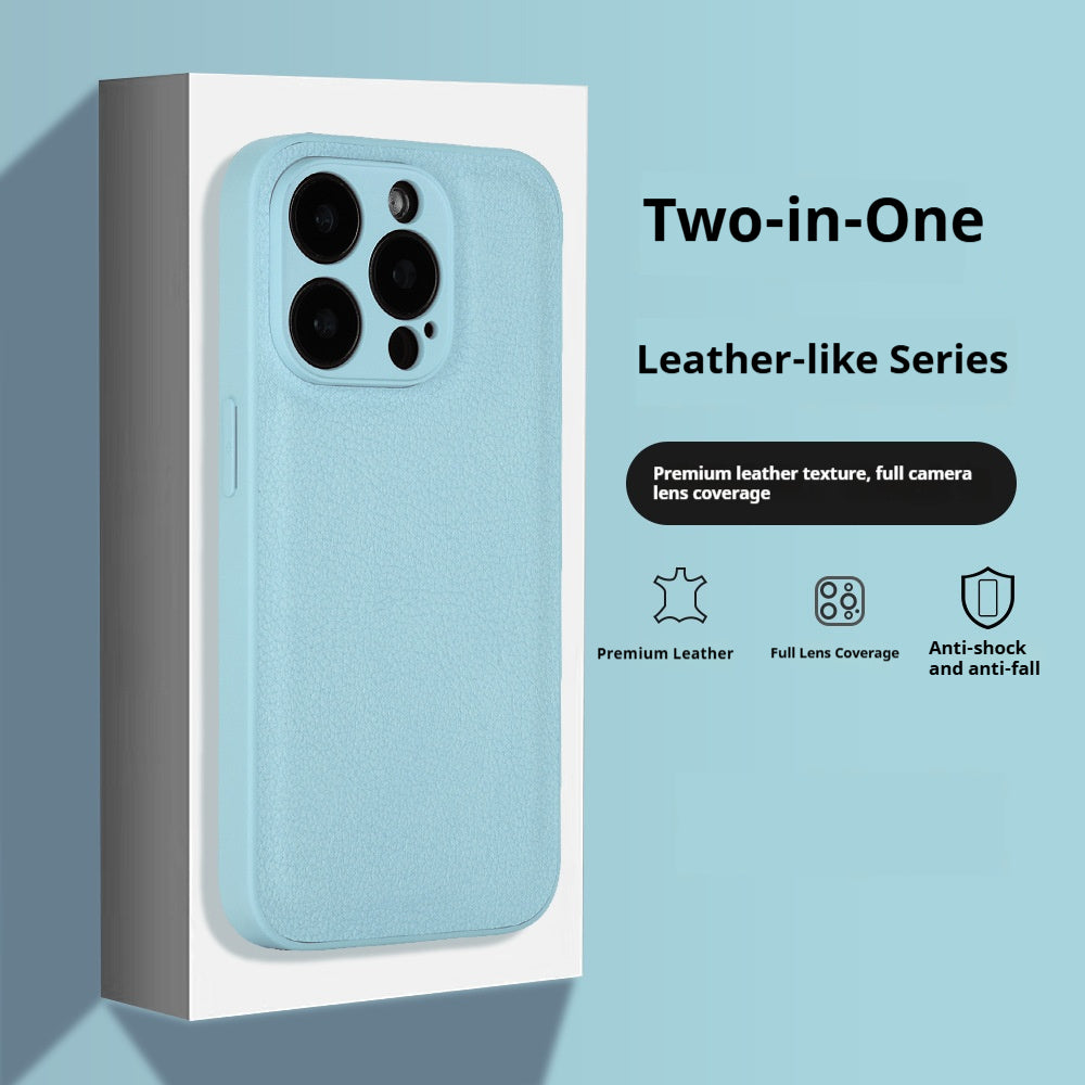 Niche two-in-one litchi pattern Apple mobile phone case