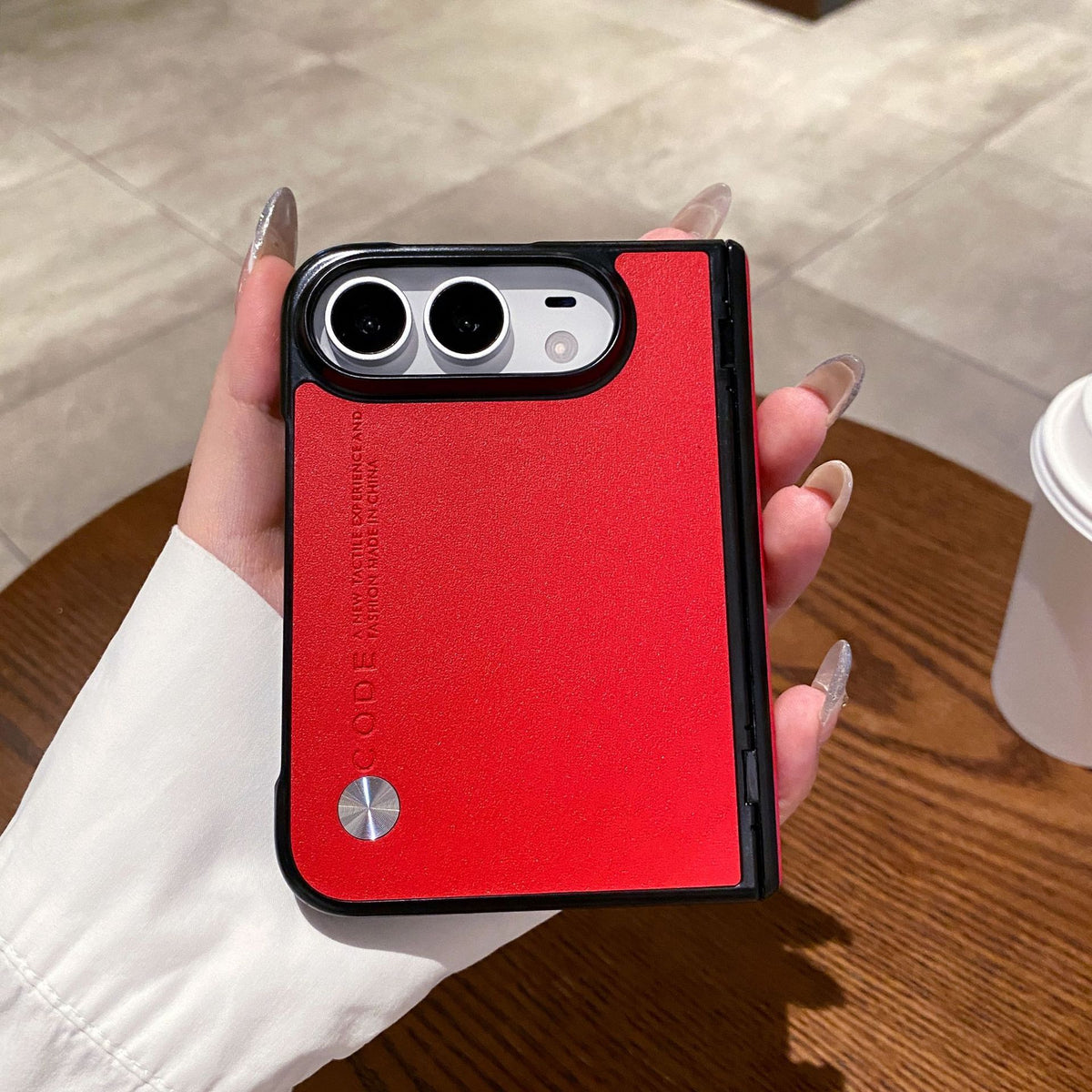 Solid-color vegan leather case for Apple Duo