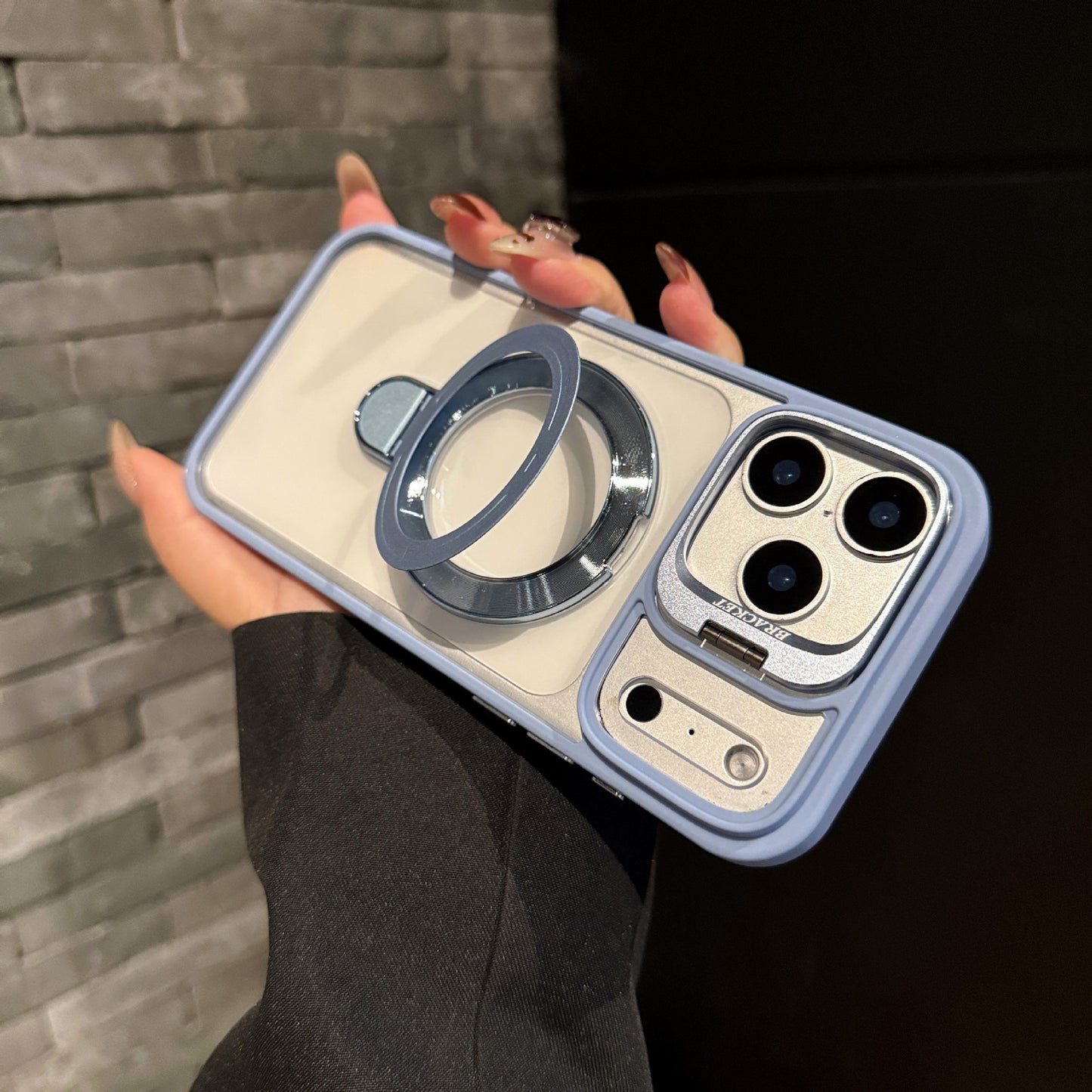 Magnetic Acrylic iPhone Case with Dual Lens Cover Brackets
