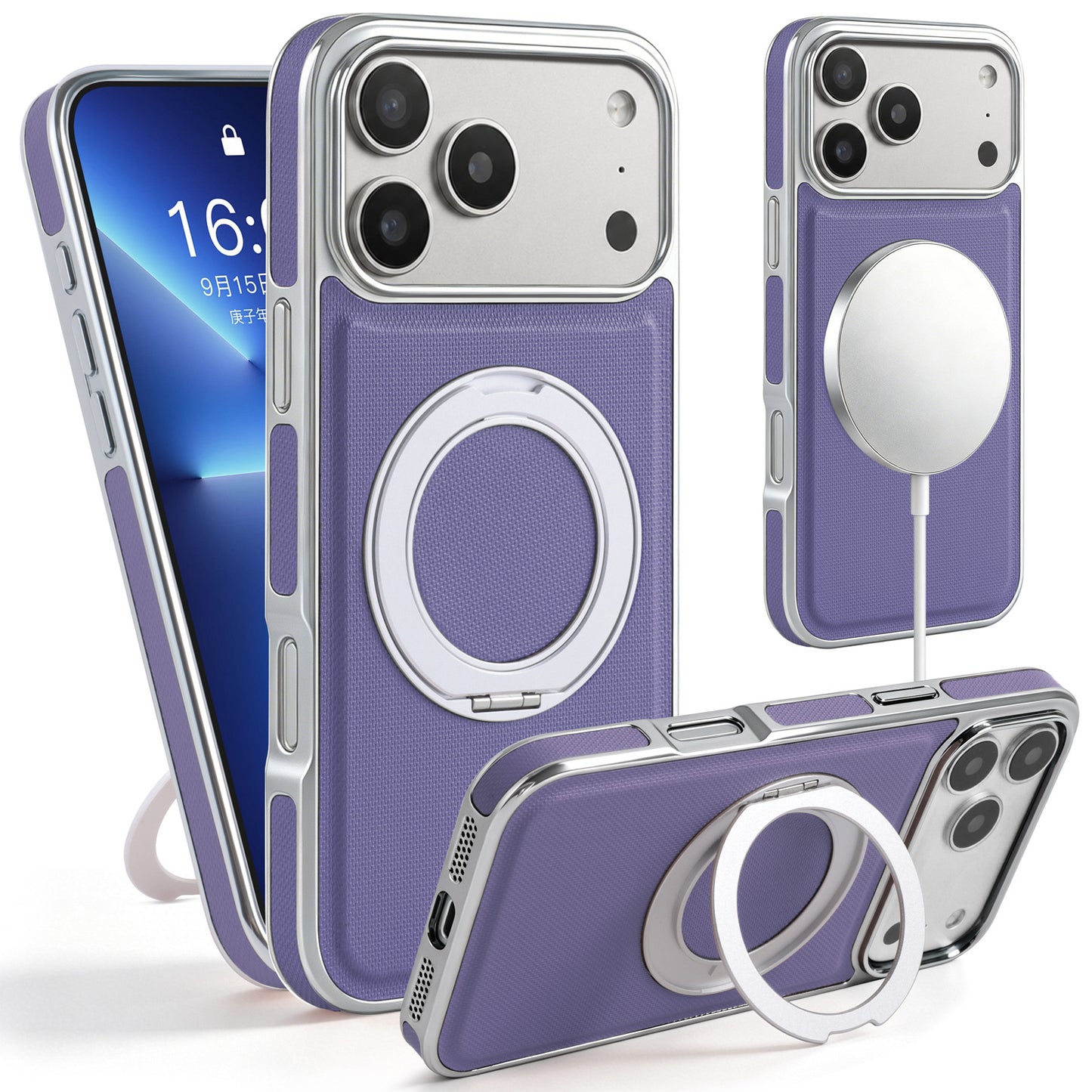 High-end magnetic leather stand Apple phone case