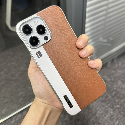 Plain leather electroplating PC half-covered Apple phone case