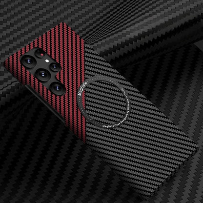 Color-blocked carbon fiber magnetic Samsung phone case