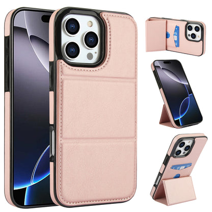 Tri-fold stand with card slot leather Apple phone case