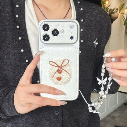 Polka dot lace bow Apple phone case
