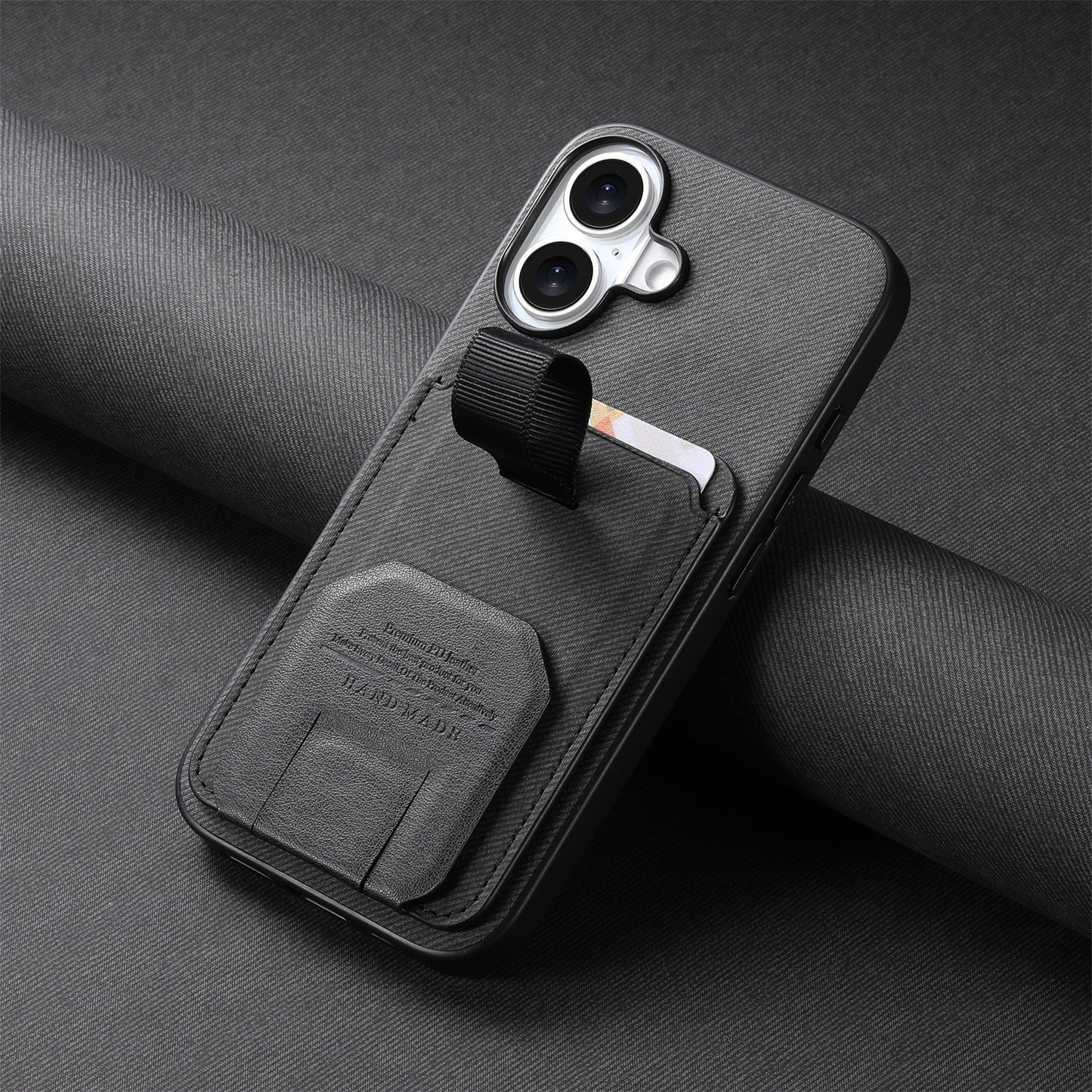 Minimalist solid-color shockproof iPhone case with kickstand