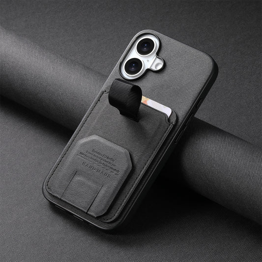 Minimalist solid-color shockproof iPhone case with kickstand