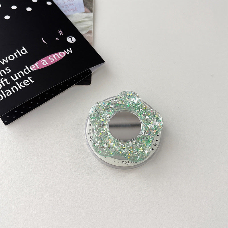 Glittery Creative Flower Mirror Airbag Magnetic Phone Holder