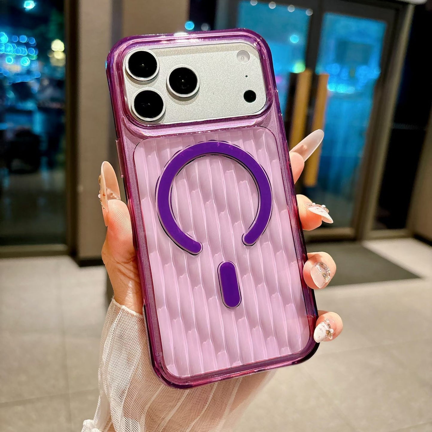 Magnetic Matte Vertical-Stripe Suitcase-Style iPhone Case