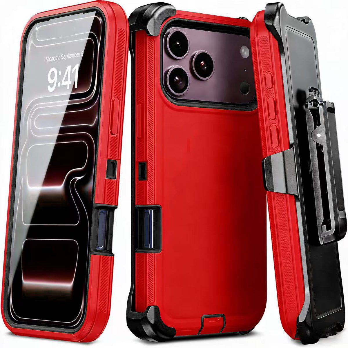 Solid-color rugged protective case with belt clip for iPhone