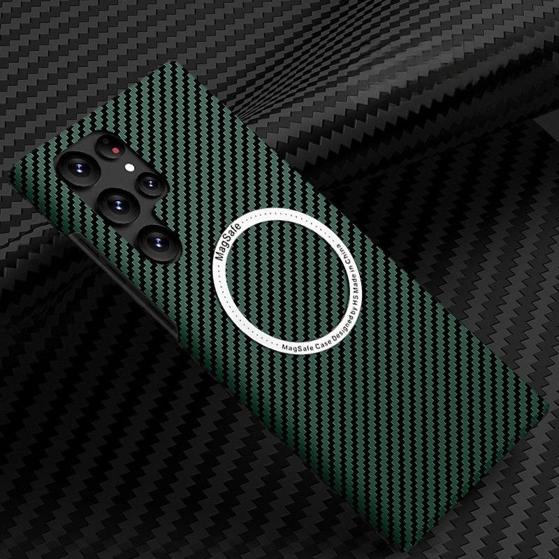 Color-blocked carbon fiber magnetic Samsung phone case