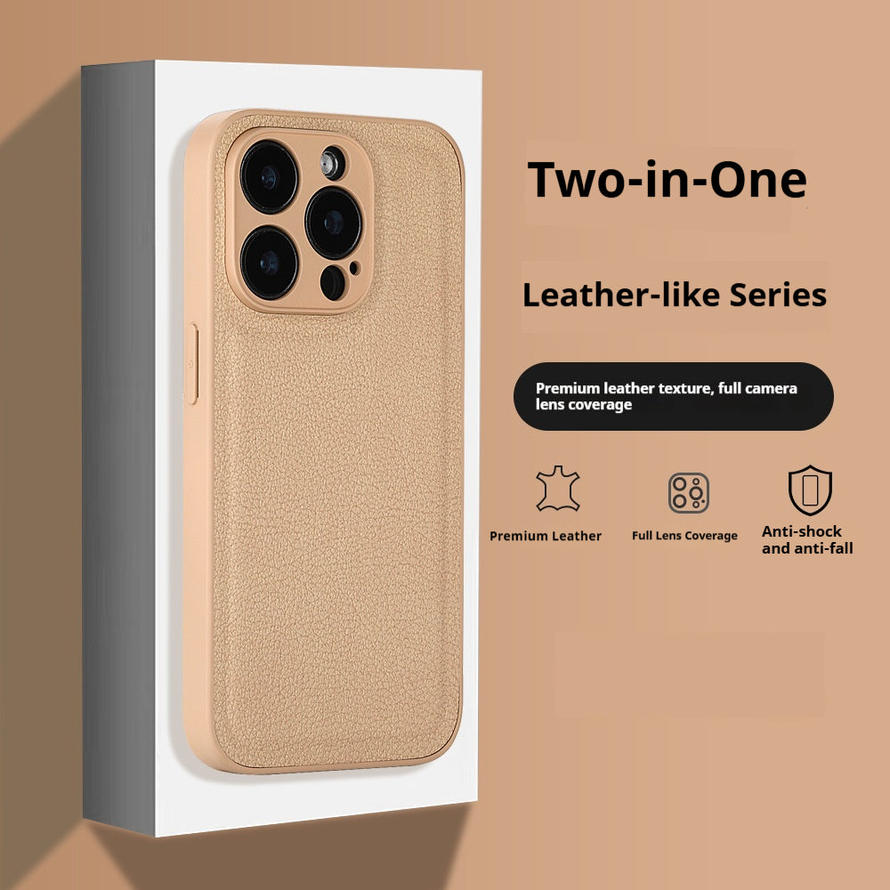 Niche two-in-one litchi pattern Apple mobile phone case