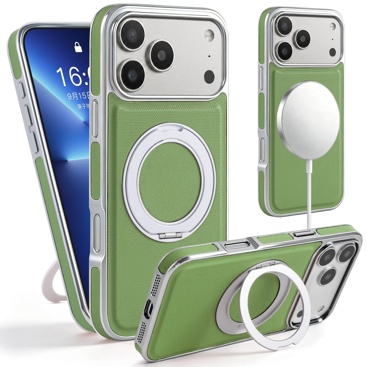 High-end magnetic leather stand Apple phone case