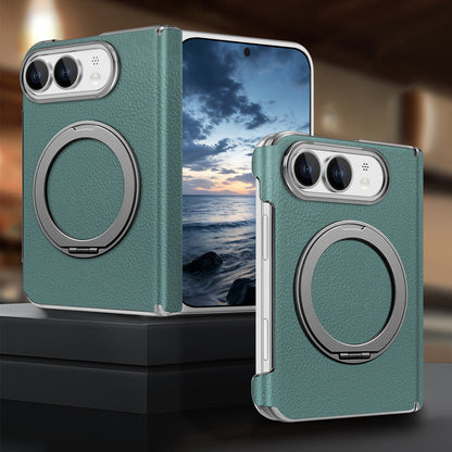 Korean style vegan leather magnetic rotating stand iPhone Duo phone case