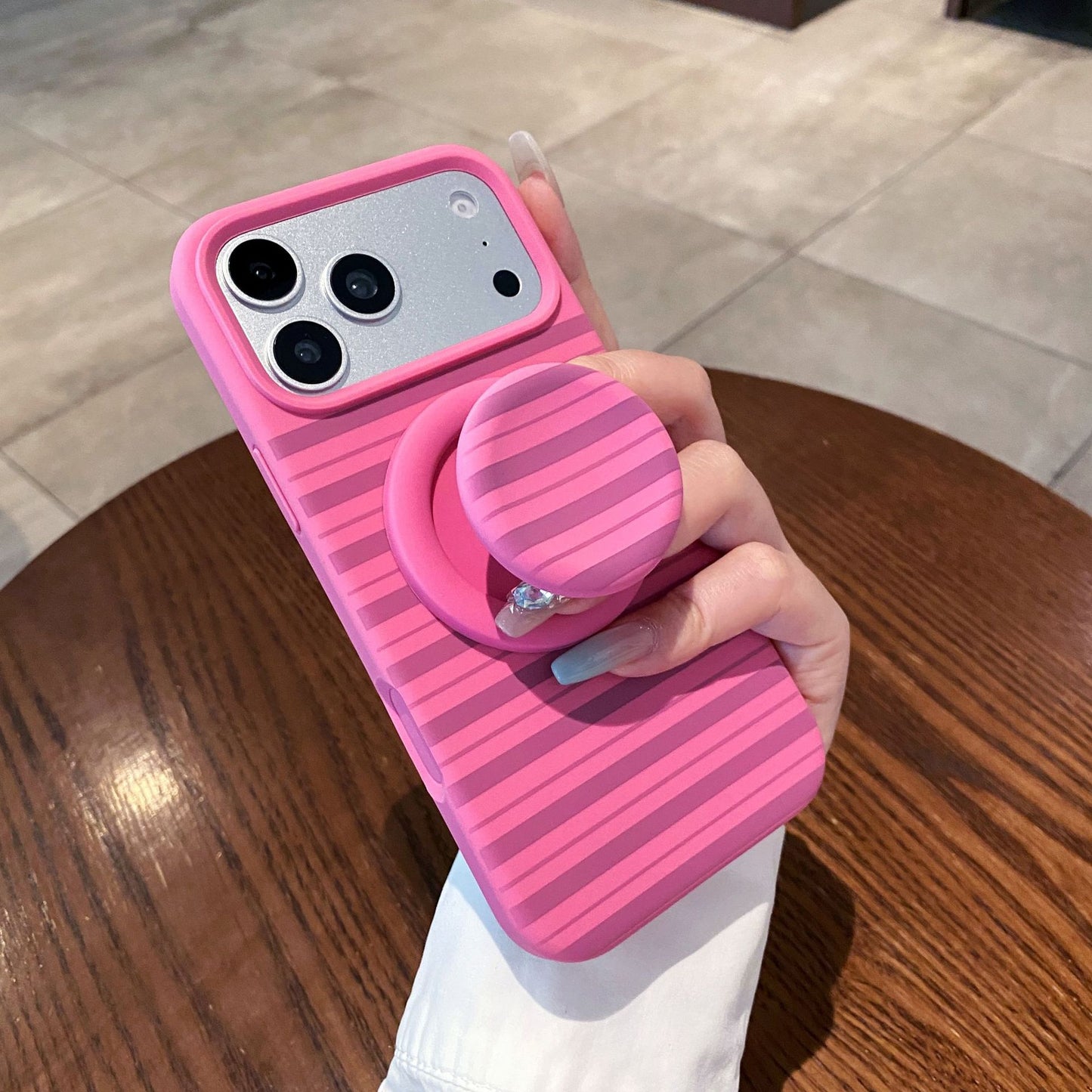 Stylish Striped Magnetic Silicone iPhone Case with Large Cutouts