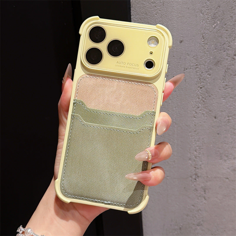 Leather SIM card slot four-corner anti-drop iPhone case