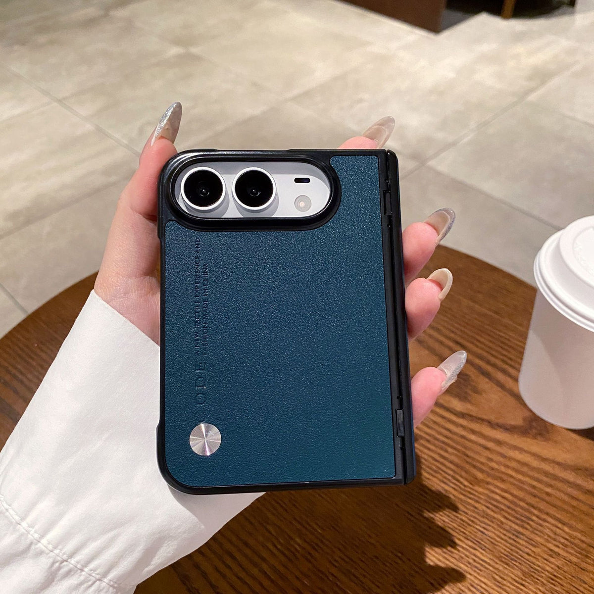 Solid-color vegan leather case for Apple Duo