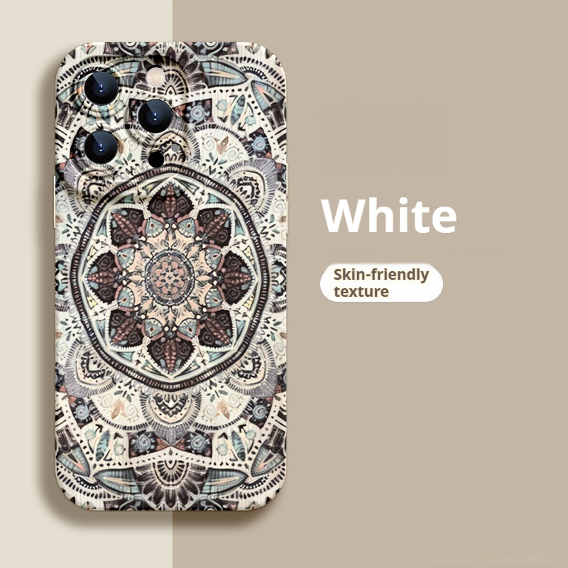 Ethnic Pattern Liquid Silicone Apple Phone Case