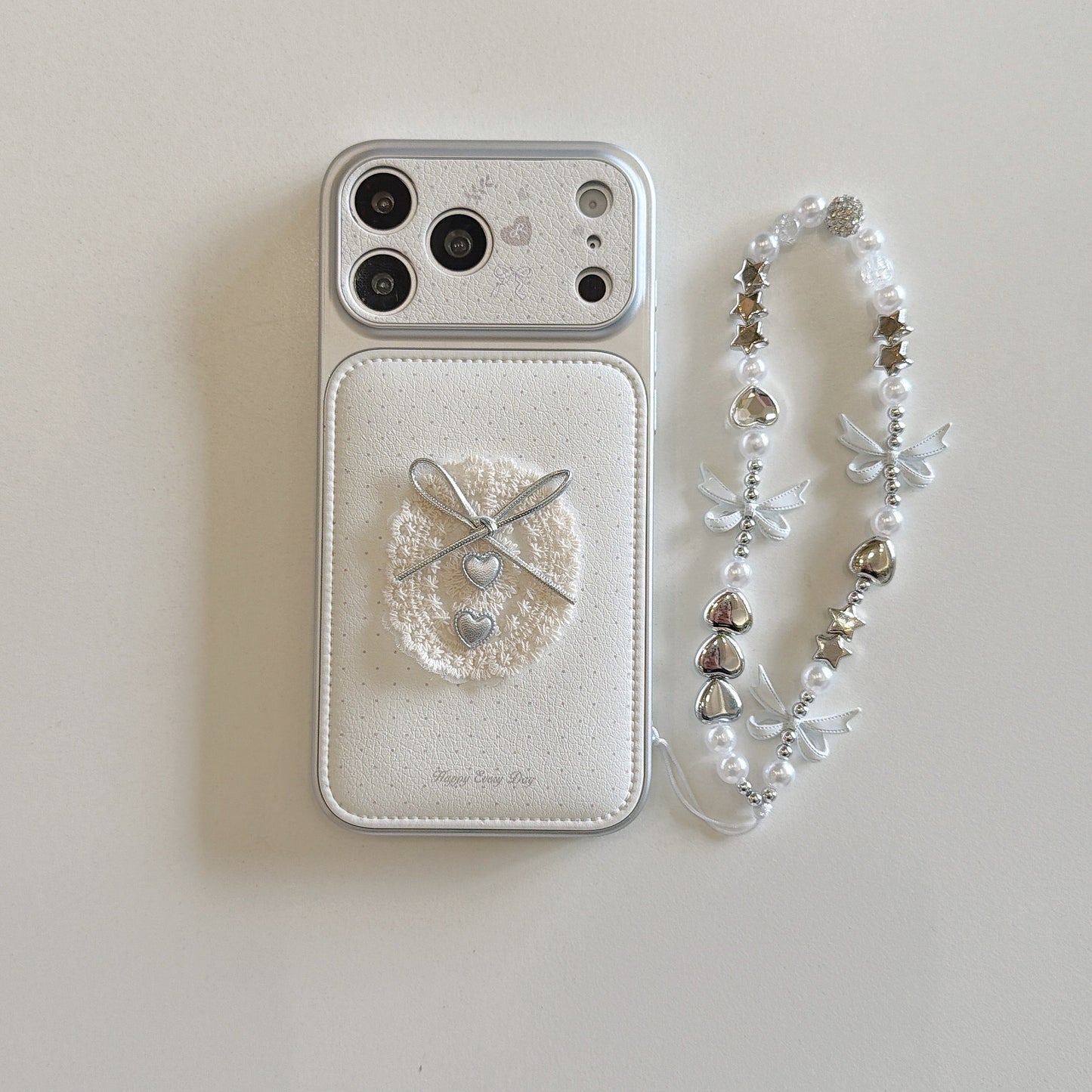 Polka dot lace bow Apple phone case