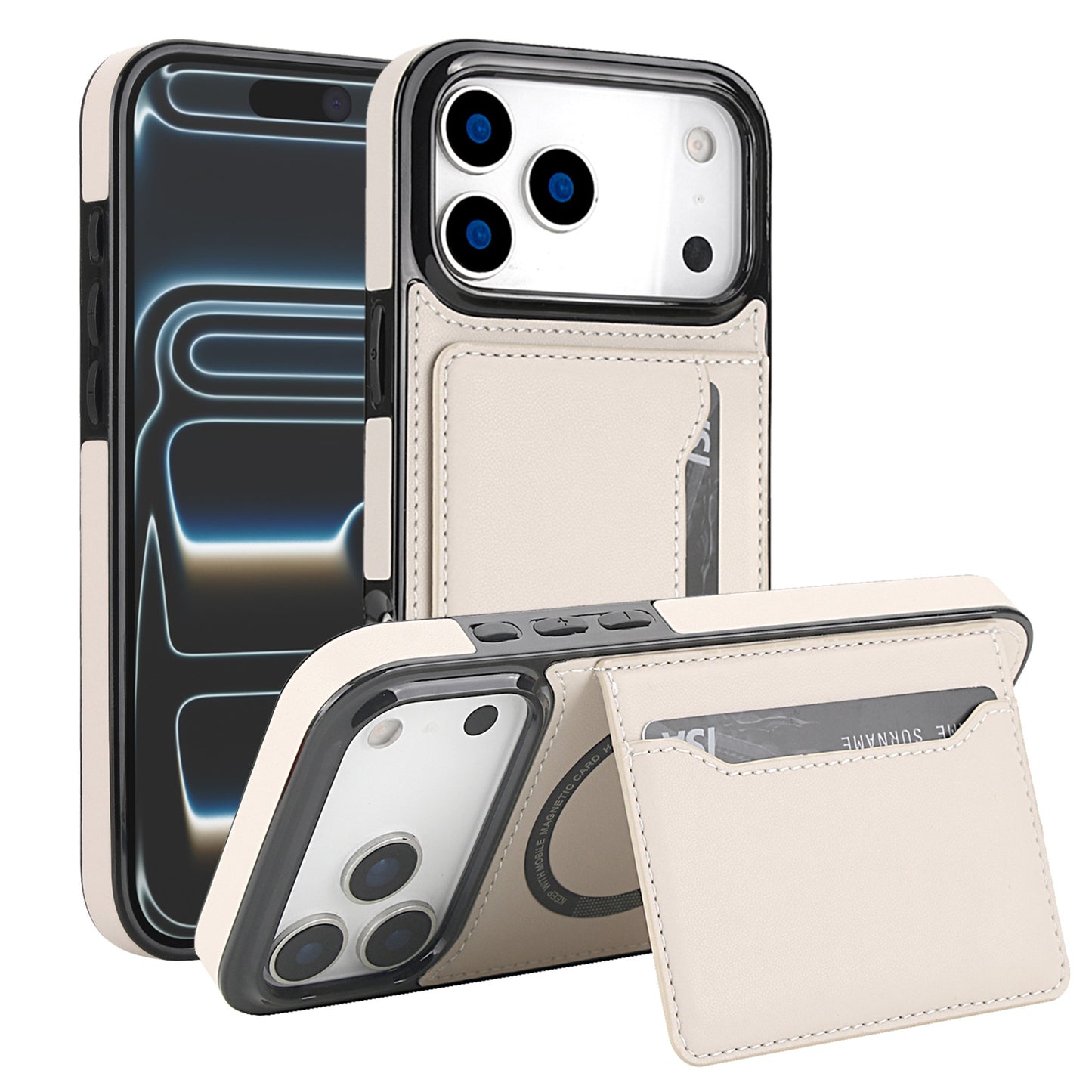 Magnetic Flip Leather Case with Card Slot and Stand for iPhone
