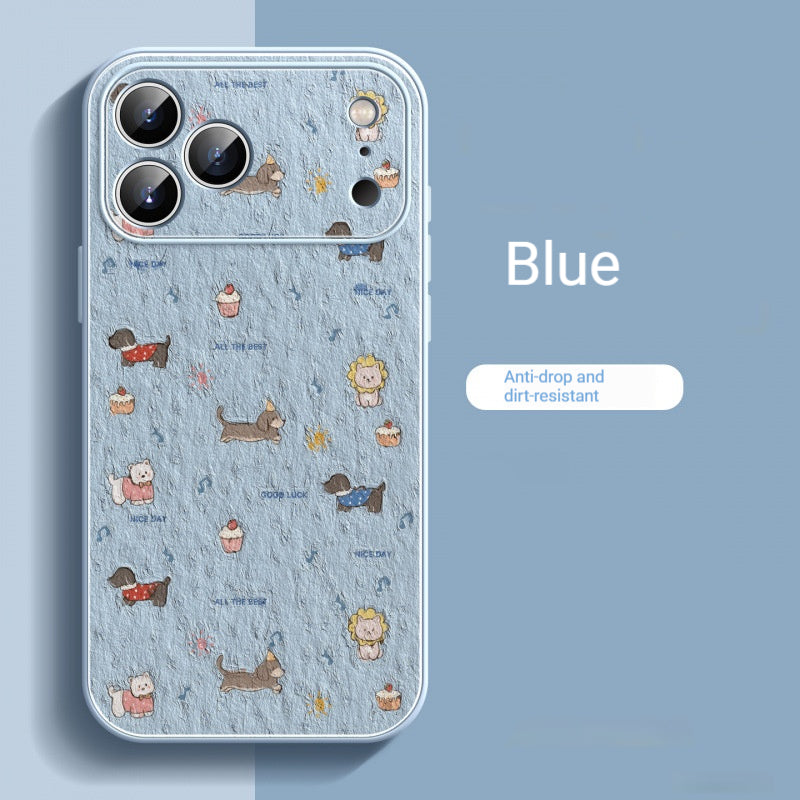 Oil painting dog party lambskin iPhone case