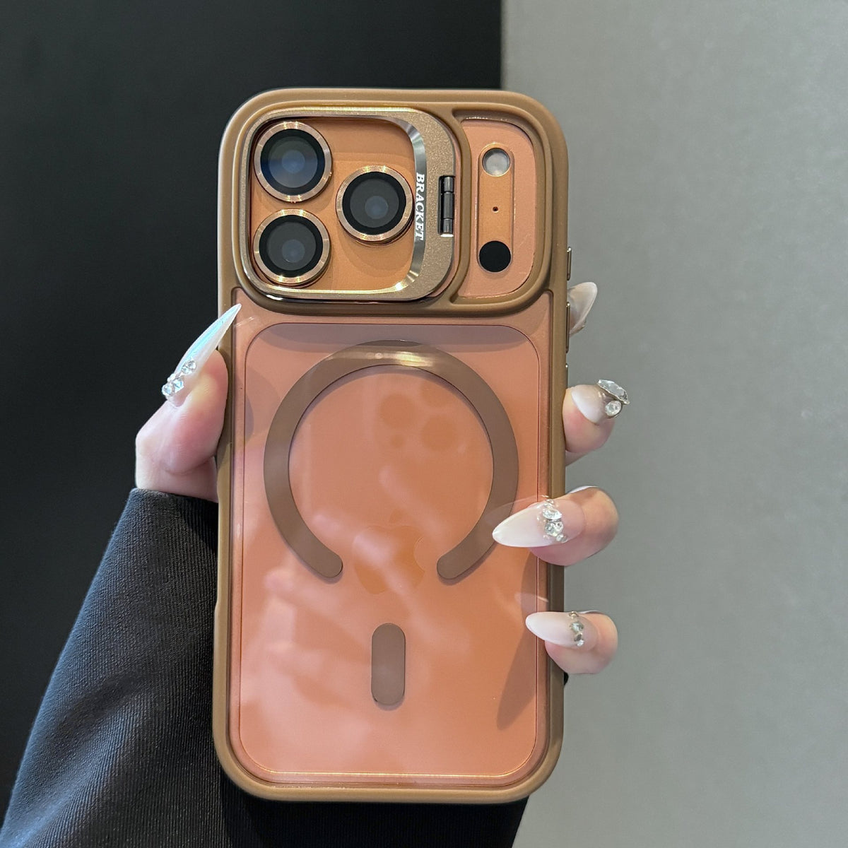 Transparent Matte Magnetic Lens-Holder iPhone Case